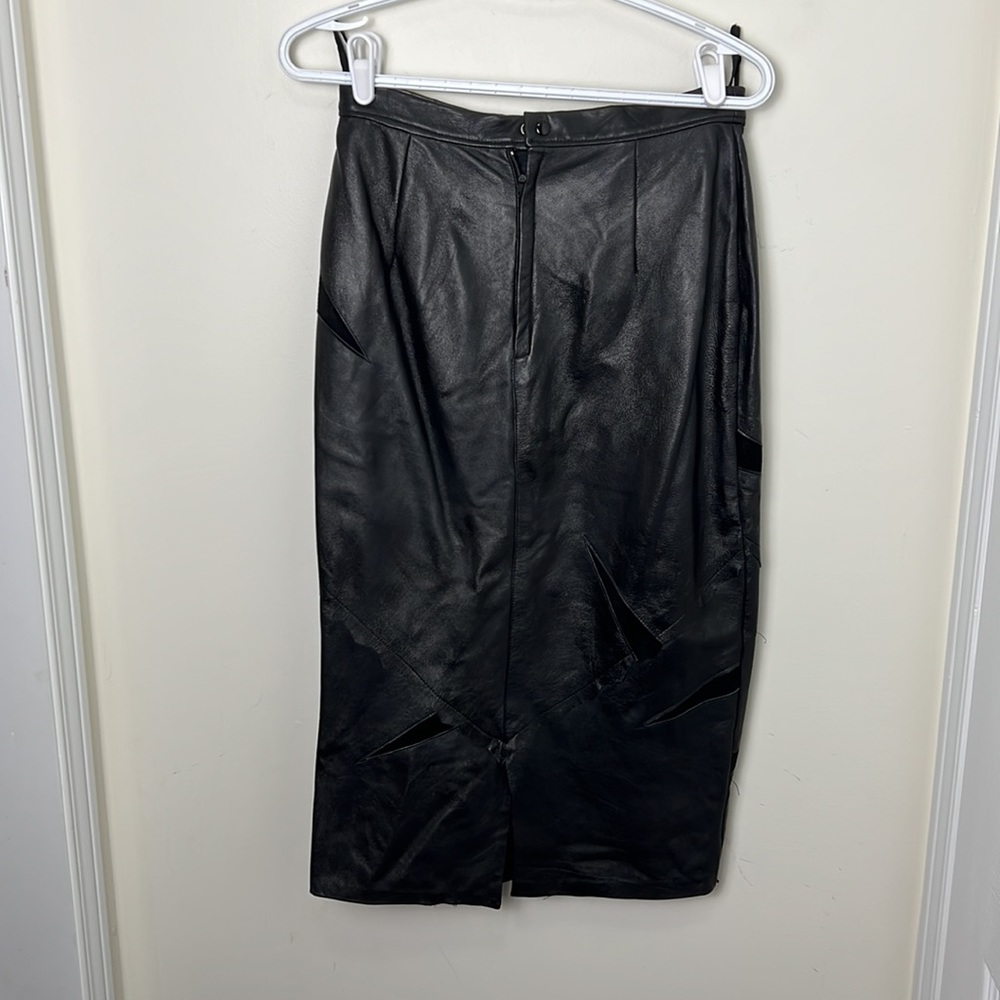 Vintage Midi Length Leather Skirt Size Medium - Picture 7 of 14